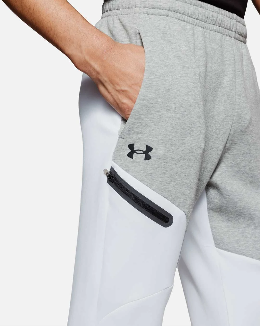 Pantalon Under Armour Unstoppable Fleece - Gris/Blanc â Image 4