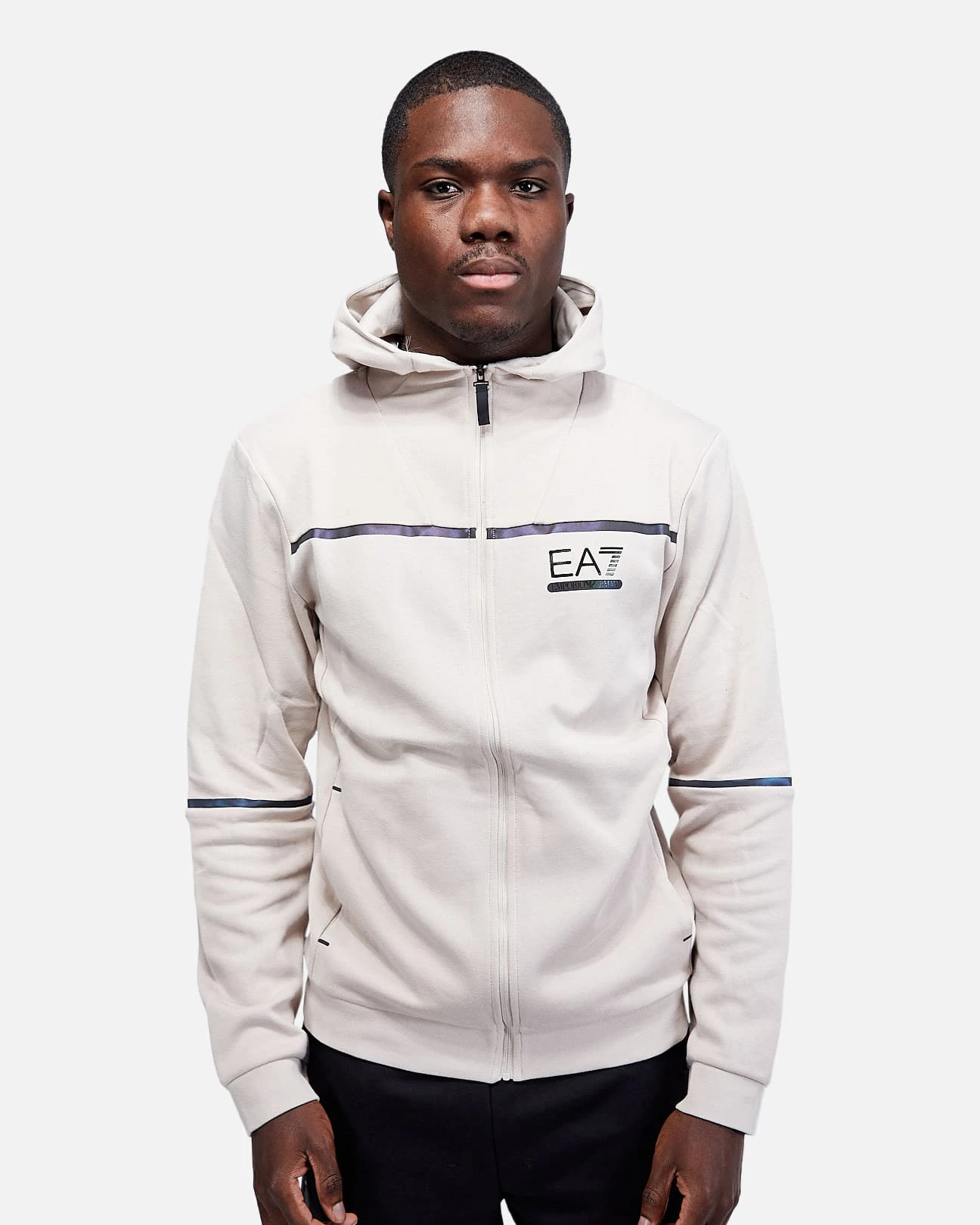 SurvĂȘtement EA7 Tracksuit Hoodie Ventus 7 - Beige/Noira â Image 2