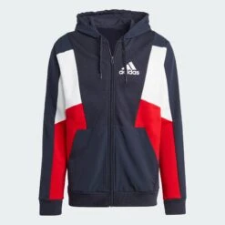 Veste à Capuche Adidas Essentials Colorblock - Bleu/Blanc/Rouge