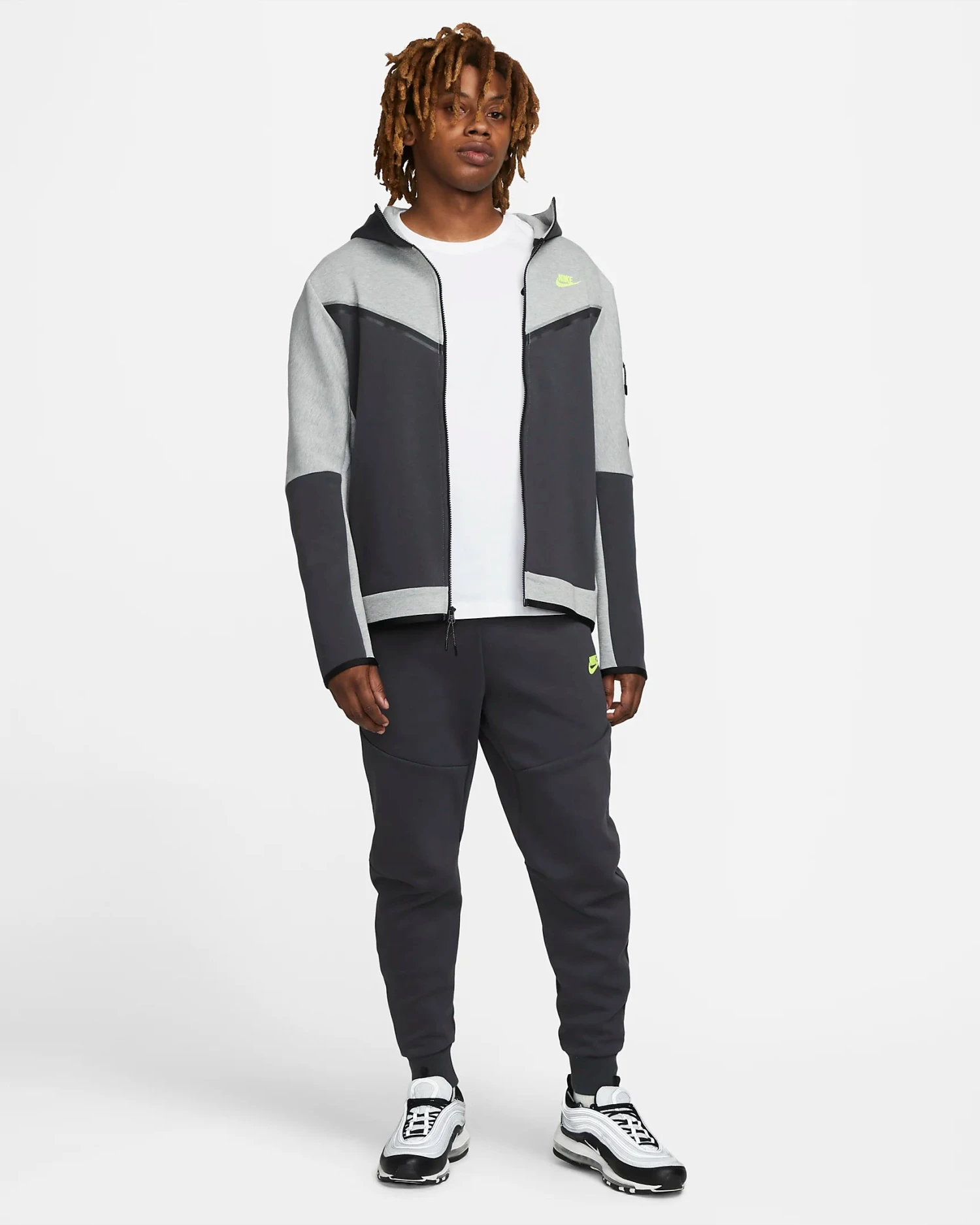 Veste Ă Capuche Nike Tech Fleece - Gris/Verta â Image 8
