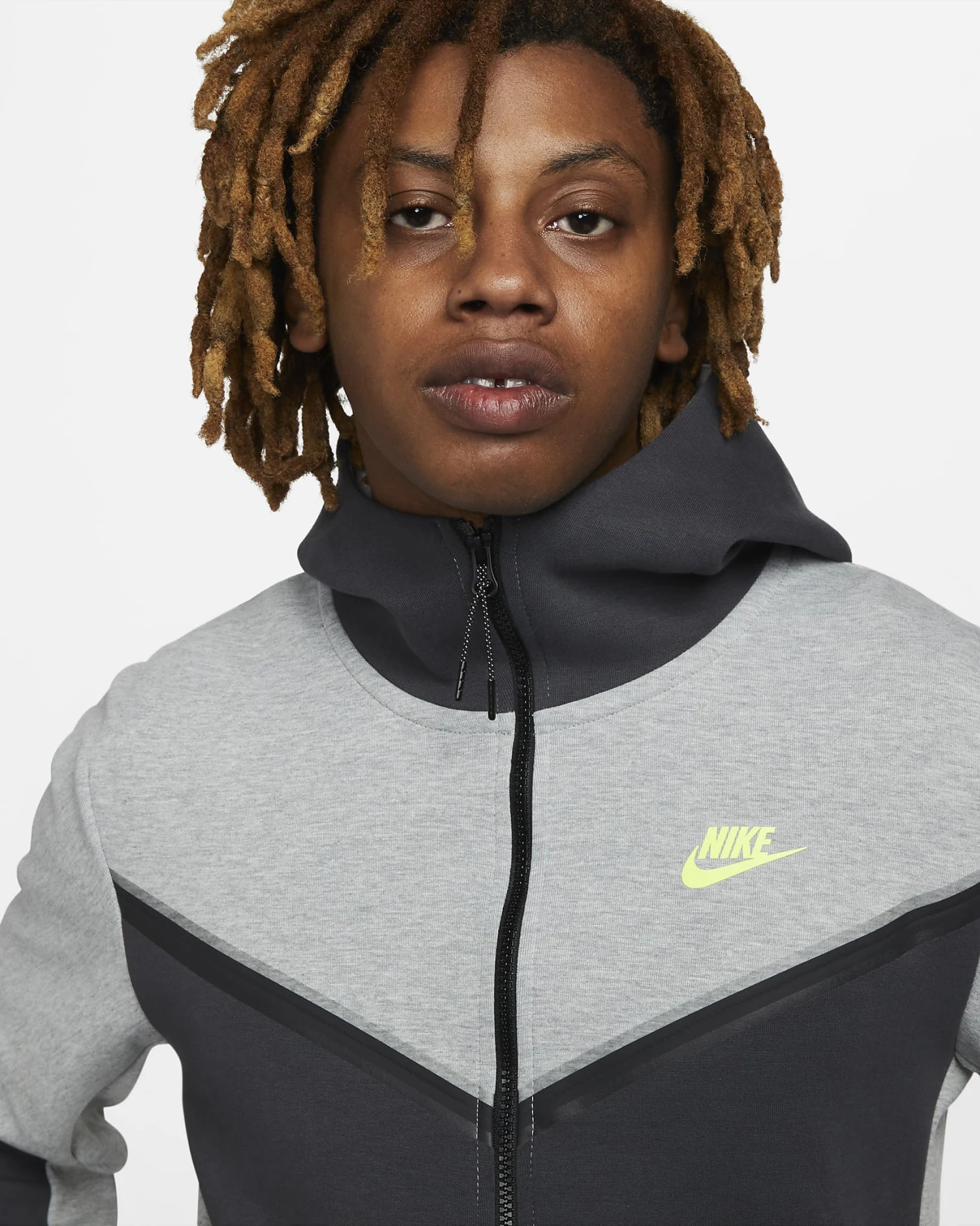 Veste Ă Capuche Nike Tech Fleece - Gris/Verta â Image 3
