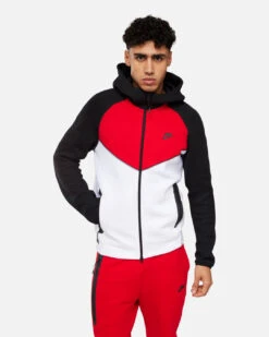 Veste Nike Tech Fleece - Blanc/Noir/Rouge